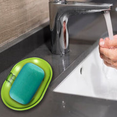 Plastic Soap Dish Holder for Bathroom Shower Wall Mounted Self Adhesive Soap Holder Saver Tray-Plastic Sponge Holder for Kitchen Storage Rack Soap Box, Bathroom - Bhavnagar Deodap