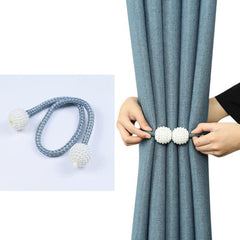 Home Magnetic Curtain Tiebacks, Straps, Buckle, Clips Rope Straps Window Curtain Bracket Decoration, Pearl Decorative Rope Holdback Holder for Window (2 Pc) - Bhavnagar Deodap