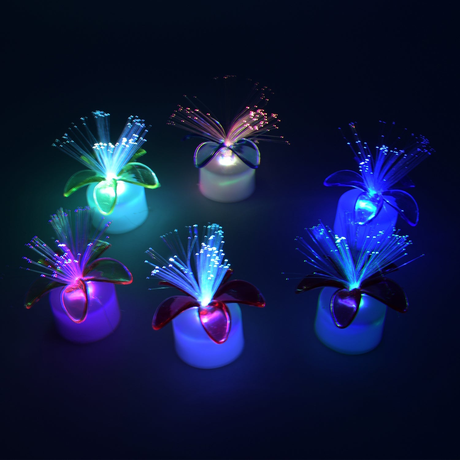 Fiber Optic Light, Mini Color Change LED Table Centerpieces, Light Up Candle - Pack of 6 - Bhavnagar Deodap