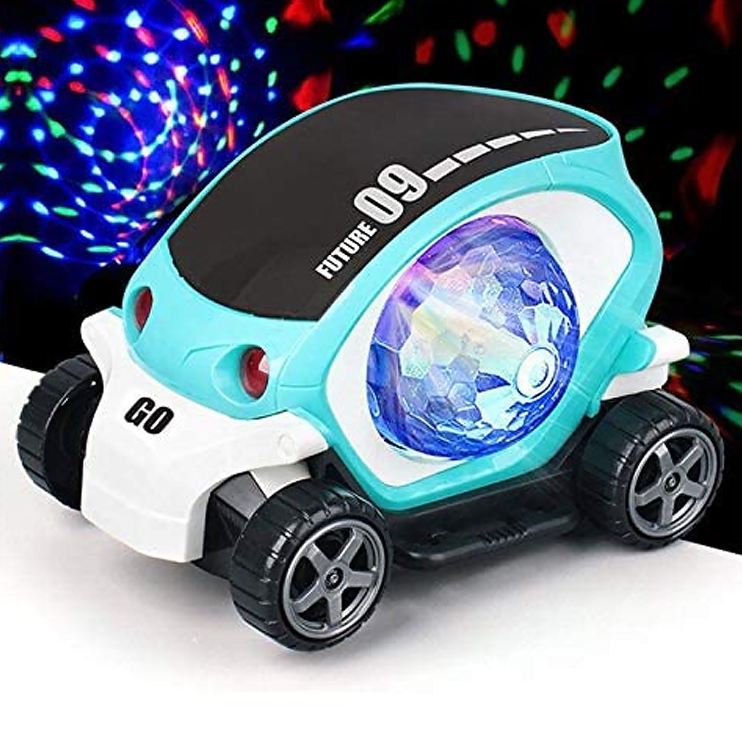 Plastic 360 Degree Rotating Stunt Car Toy for Kids - Bump and Go Action with 4D Lights and Music, Plastic Mini Car with Disco Ball (1 Pc / Battery Not Included) - Bhavnagar Deodap