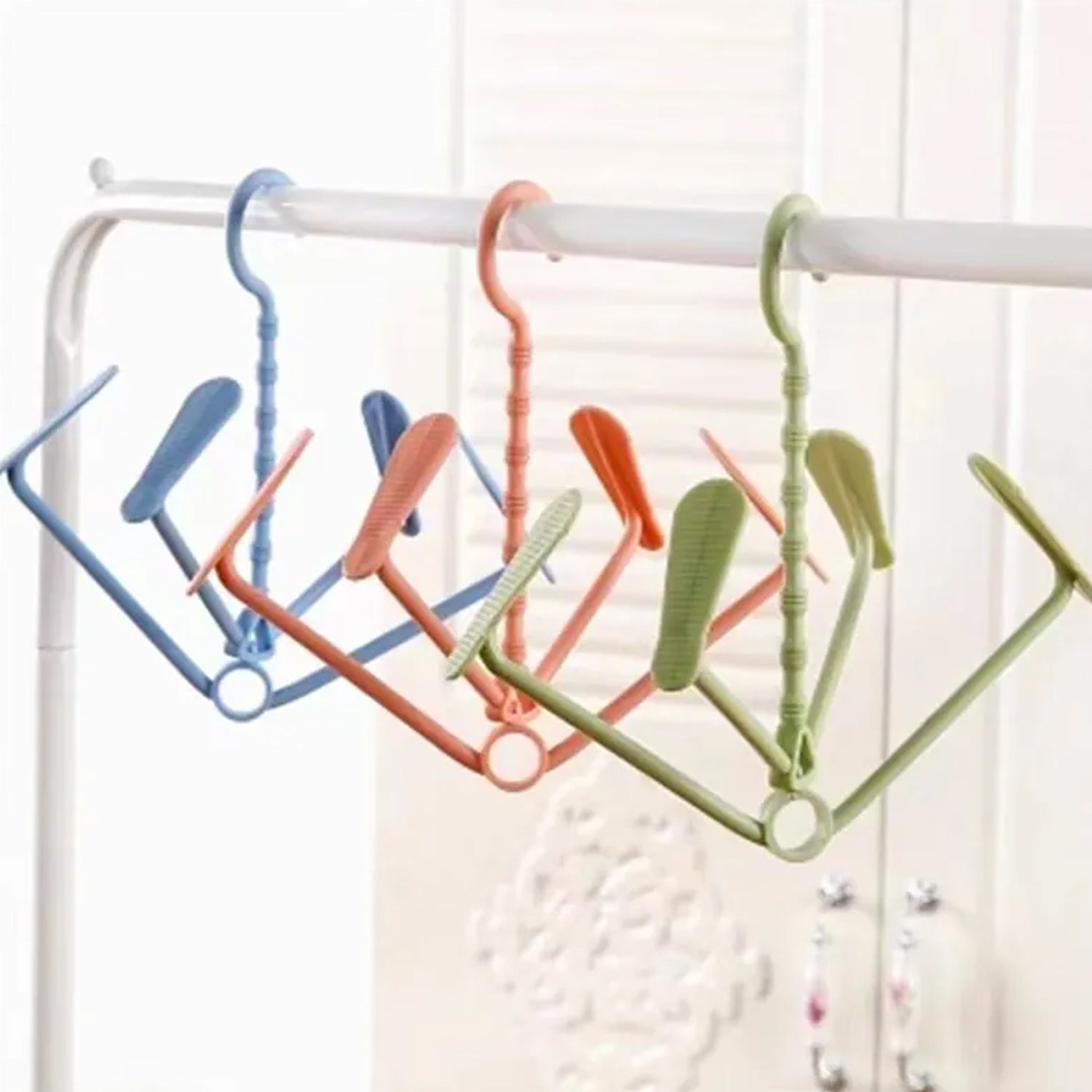 Hanging Shoe Rack Rotating Four Hooks Portable Drying Shoe Rack Wet and Dry Dual-use Drying Shoes Hanger Windproof - Bhavnagar Deodap