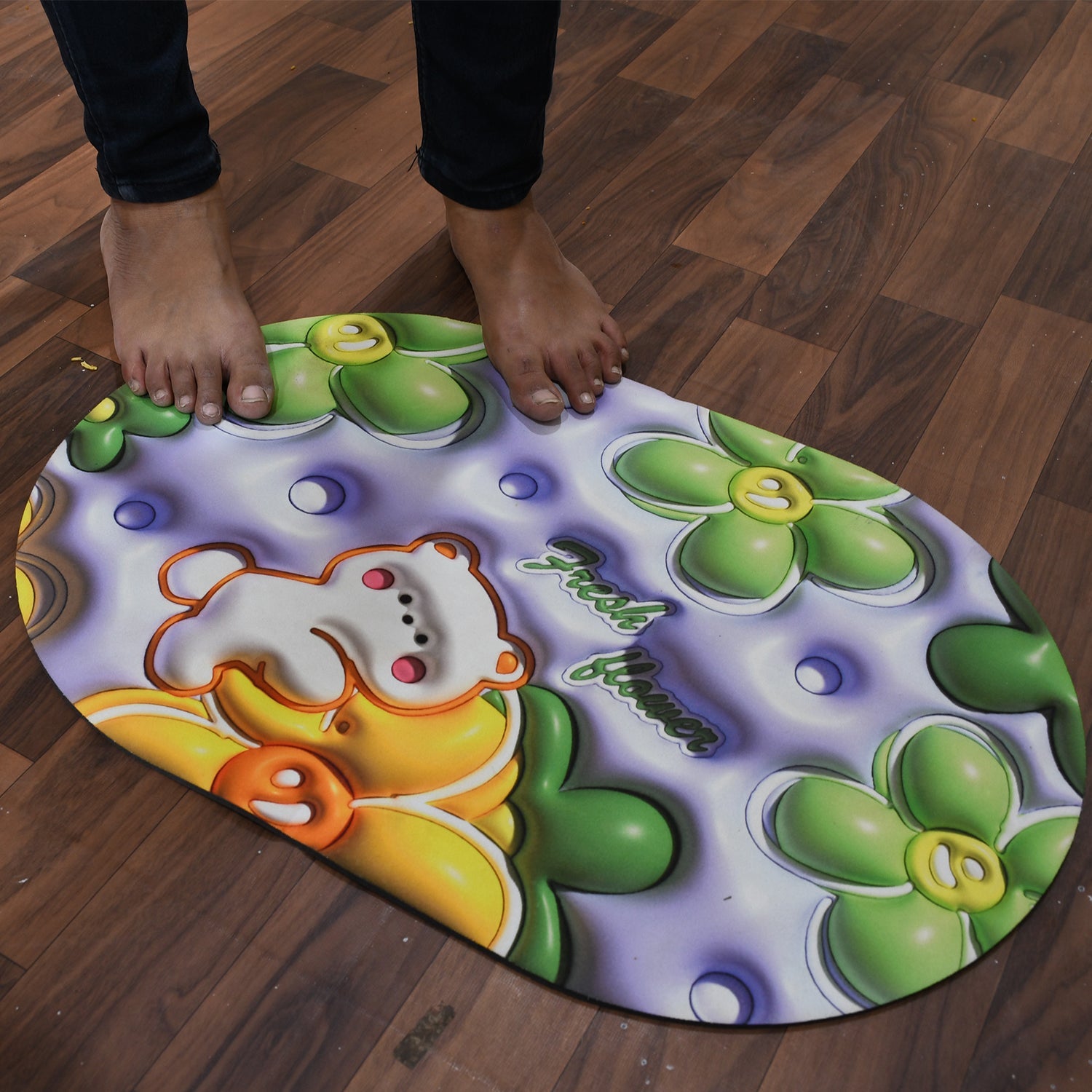 3D Visual Anti-Slip Absorbent Mat New Soft Super Absorbent Floor Mats, Cute Flowers Shower Drying Bathroom Mat - Bhavnagar Deodap