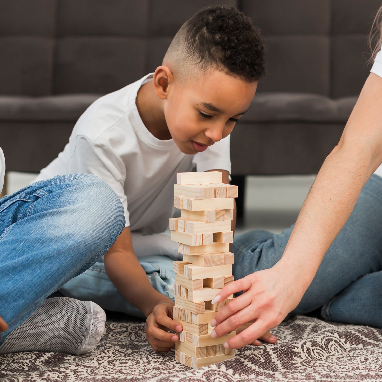 54 Pcs Blocks 4 Dices Wooden Tumbling Stacking Building - Bhavnagar Deodap