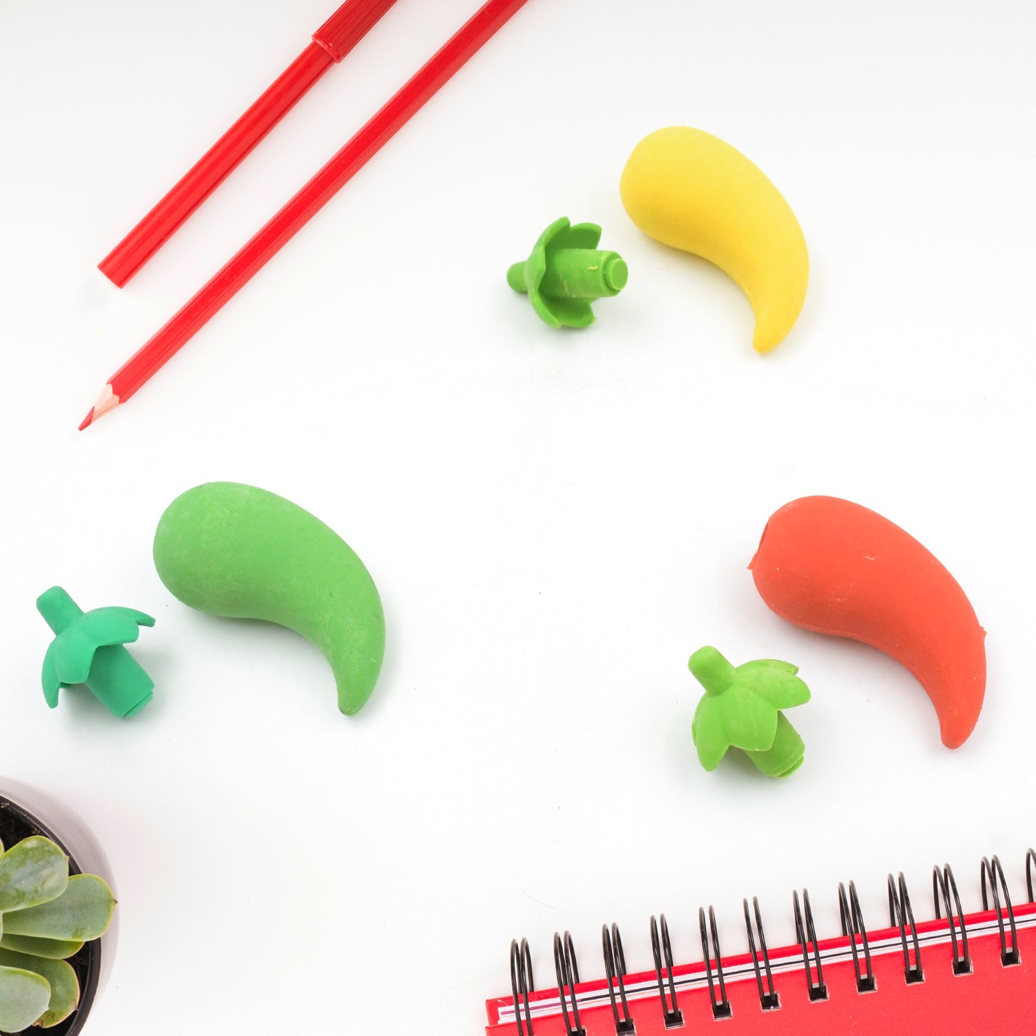 3D Fancy & Stylish Colorful Chili Shape Erasers, Mini Eraser Creative Cute Novelty Eraser for Children Eraser Set for Return Gift, Birthday Party, School Prize, (3 pc Set) - Bhavnagar Deodap