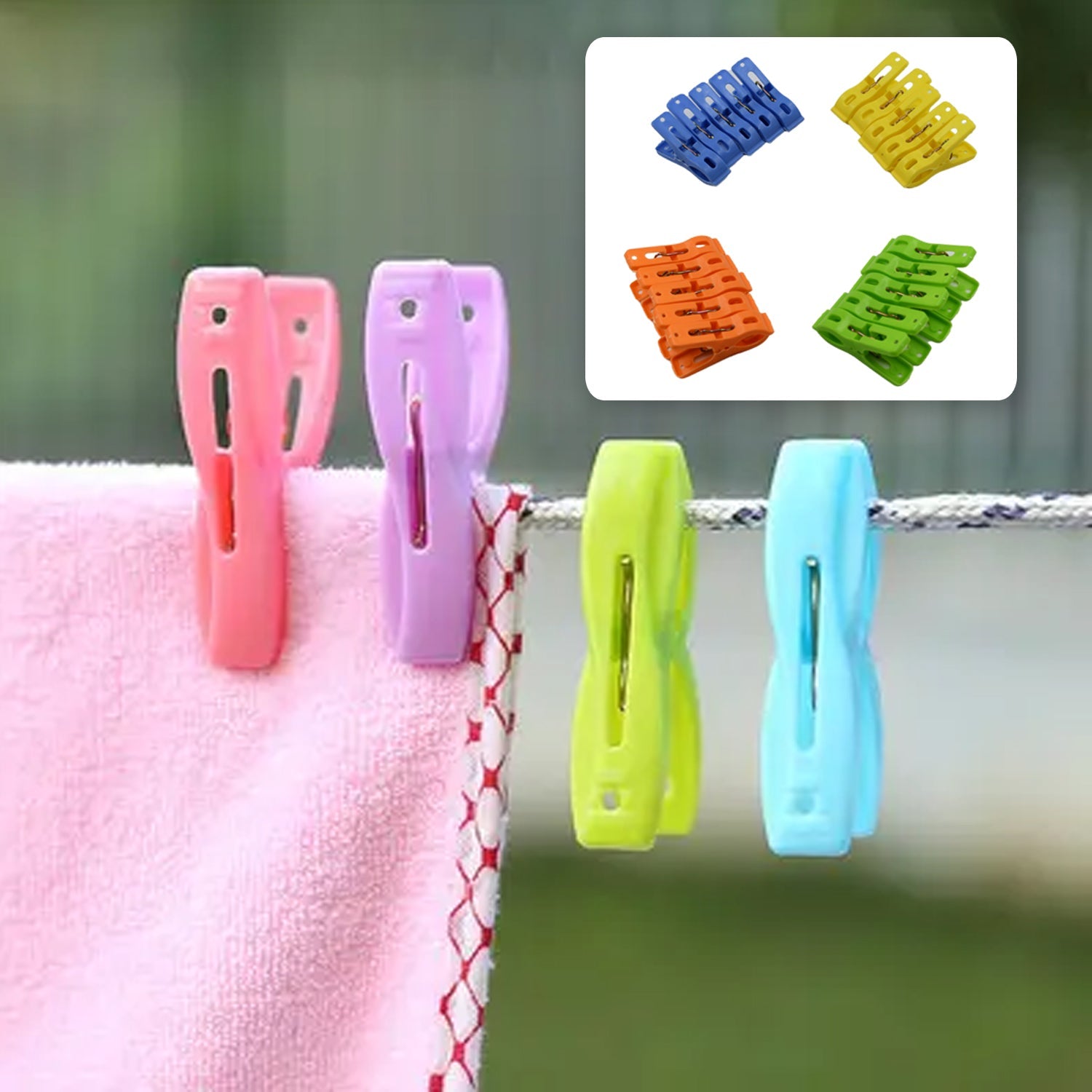 Multifunction Plastic Heavy Quality Cloth Hanging Clips, Plastic Laundry Clothes Pins Set of 20 Pieces - Bhavnagar Deodap