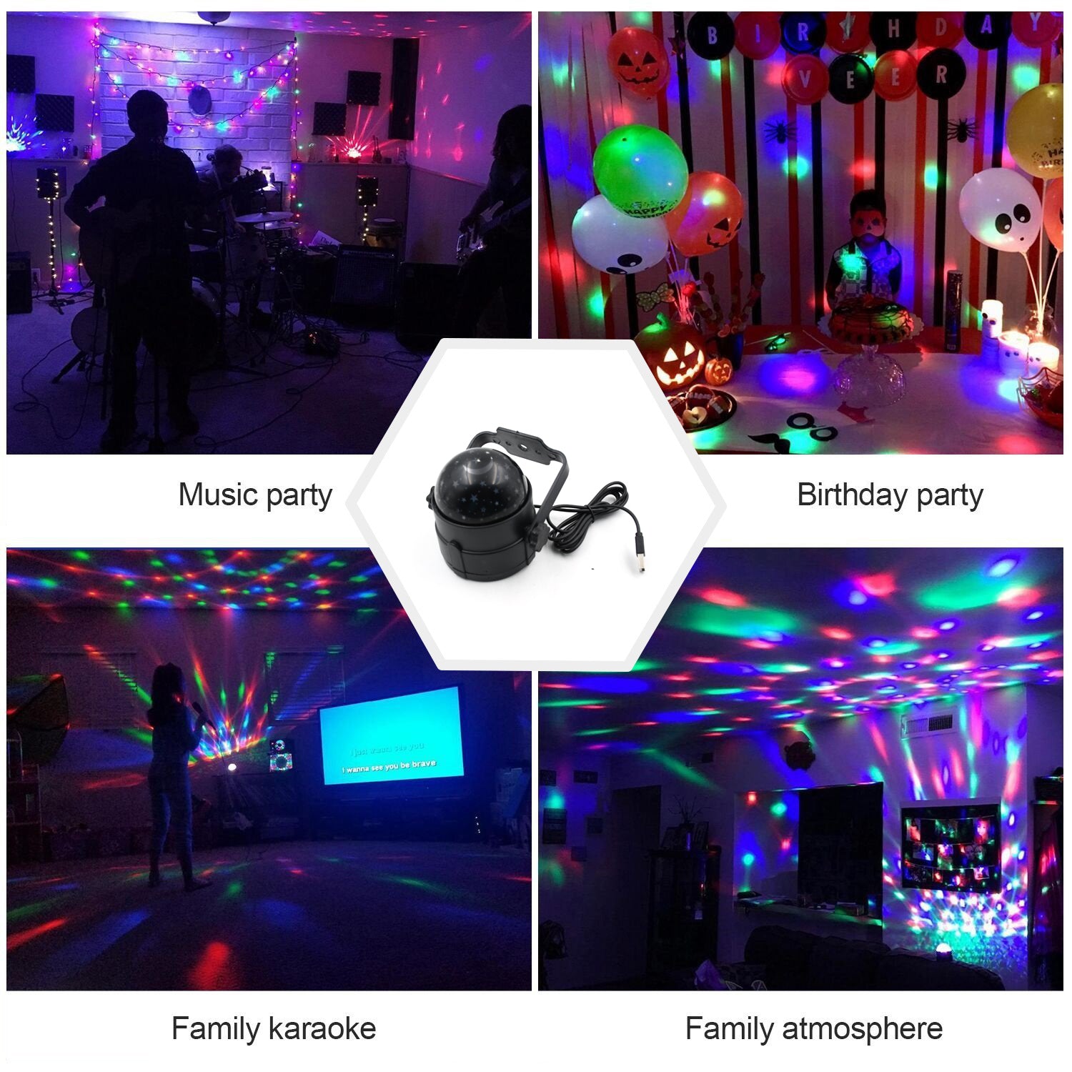 DJ Light Party Disco Light for Home Party, Led Disco Ball Colors Pattern & Modes Dancing Light for Room Rotating Bulb Magic Lights for Diwali, Wedding Holiday Party, Party Gift Kids Birthday - Bhavnagar Deodap