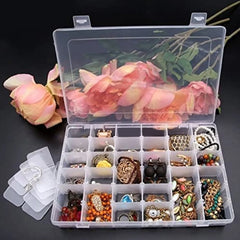 36 Grids Clear Plastic Organizer Jewelry Storage Box with Adjustable Dividers, Transparent Organizer Box (1pc) - Bhavnagar Deodap