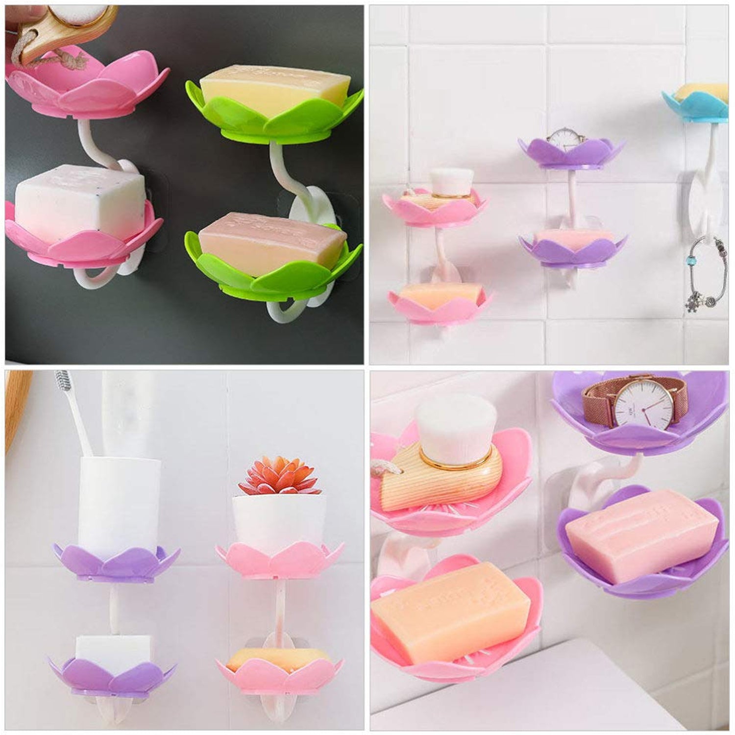 Dabble Layer Flower Self Draining Soap Dish Holder, Bathroom Shower Soap Holder Dish Storage Plate Tray for Bathroom, Kitchen, Bathtub - Bhavnagar Deodap