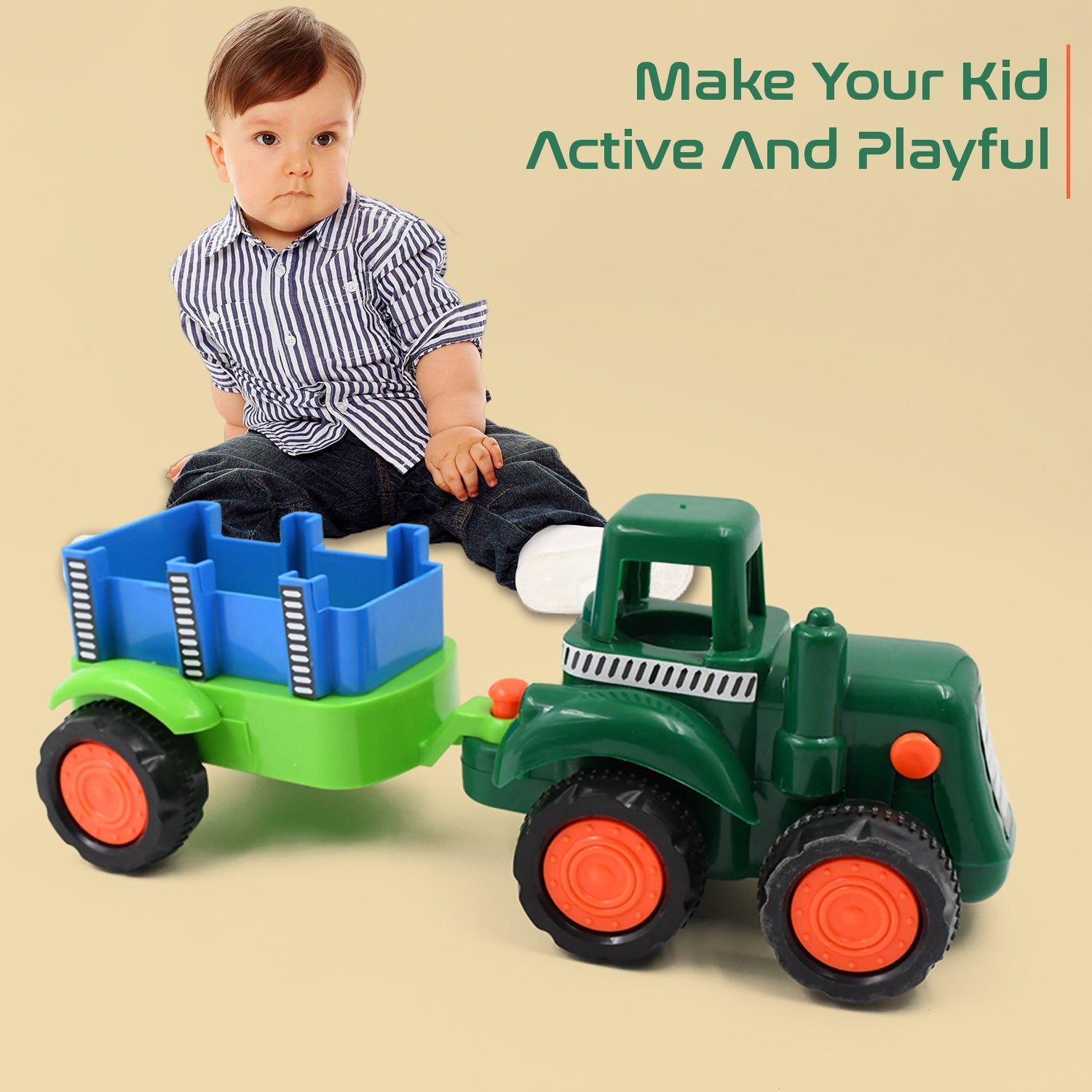 Tractor With Trolley Toy Friction Power Tractor (1 Pc) - Bhavnagar Deodap