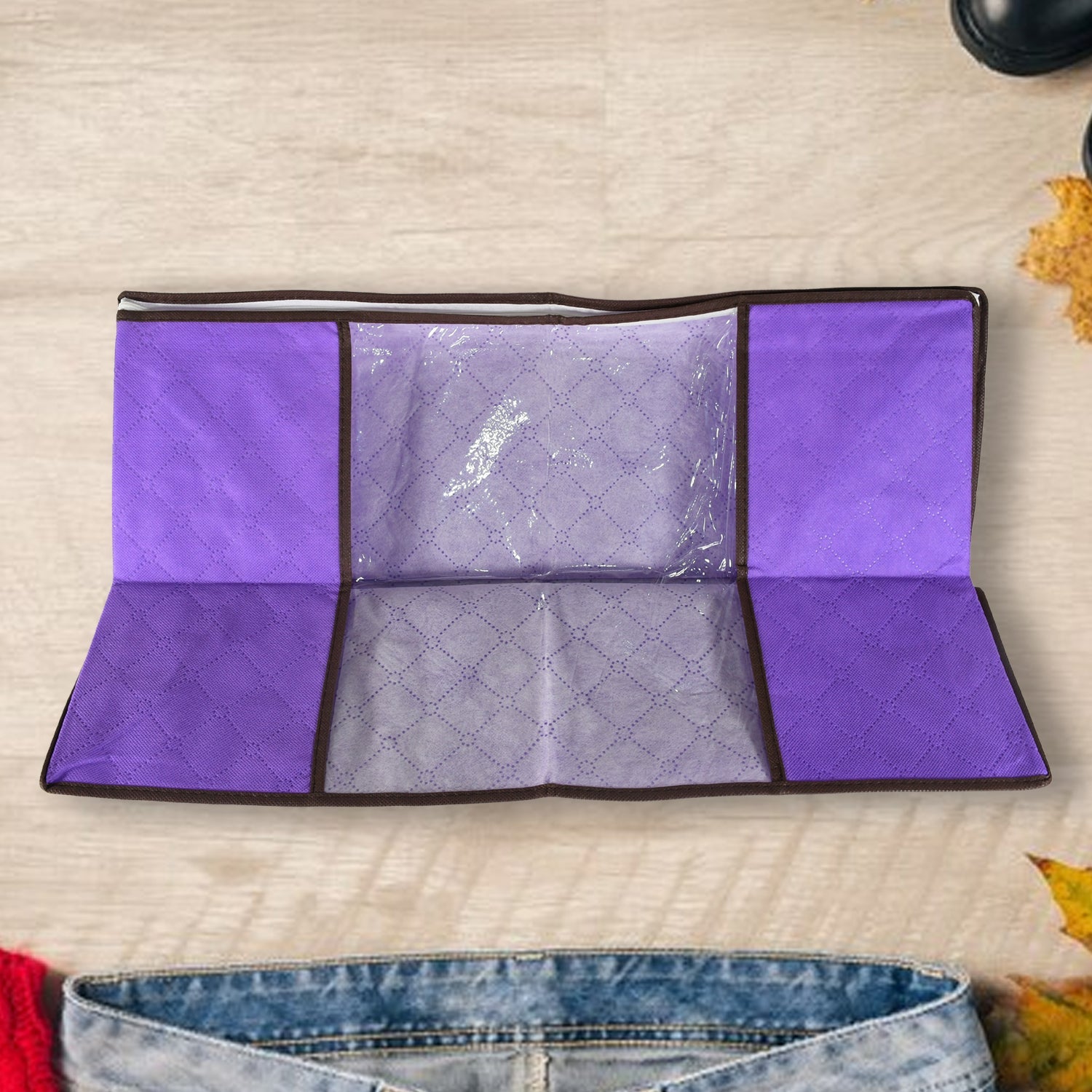 Clothing storage bag with zipper, non-woven storage bag for storing the clothes and sarees. - Bhavnagar Deodap