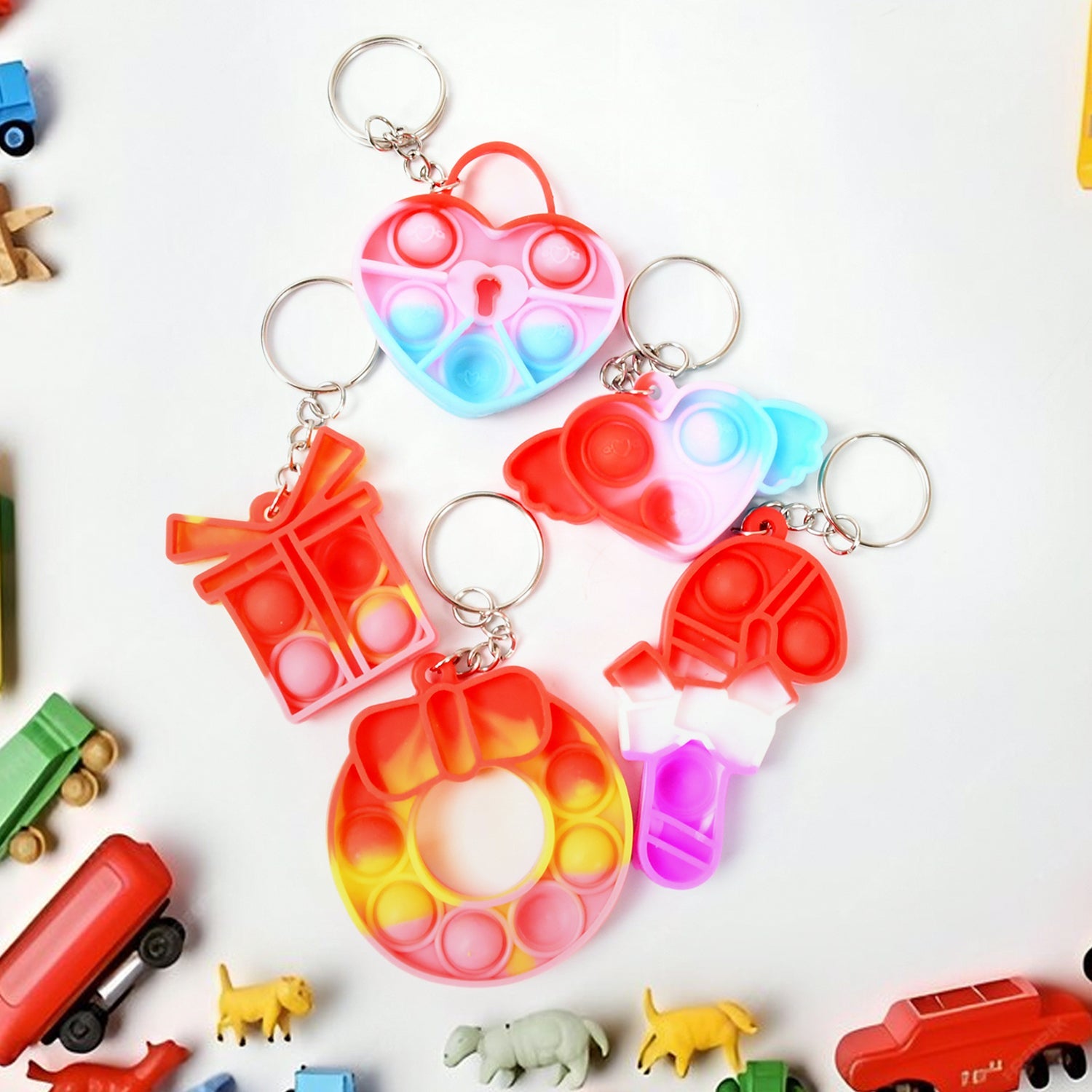 Compact Silicone Pop it Keychain Toy - Birthday Return Gift of Kids - Portable Bubble Popping Fun Stress Relief Fidget Toy (mix design | 1 Pc) - Bhavnagar Deodap