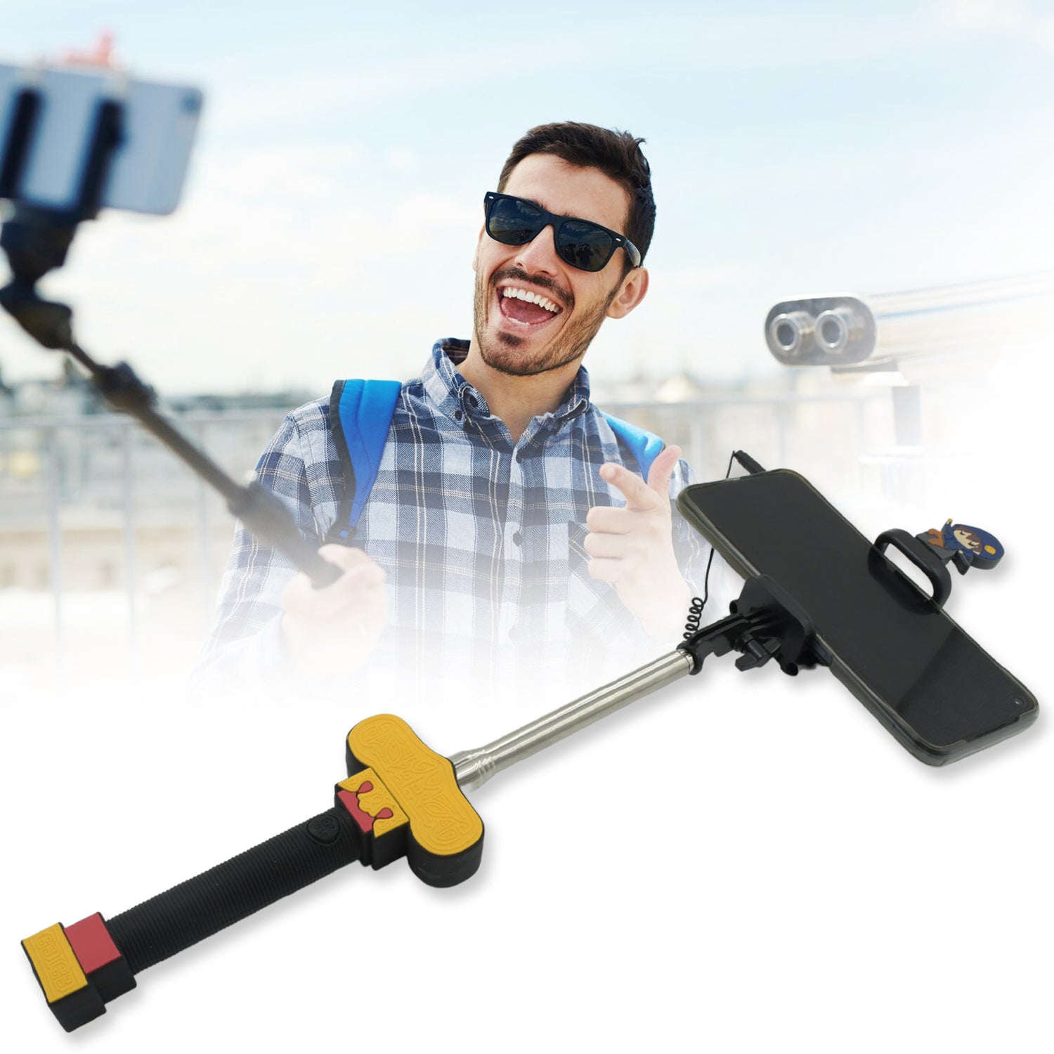 Selfie Sticks Box with Aux Wire for All Smart Phones, Extendable Self Portrait Selfie Stick (1 Pc ) - Bhavnagar Deodap