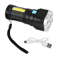 Multifunctional Strong 4 LED Torch Light, Portable Rechargeable Flashlight Long Distance Beam Range 800 Lumens COB Light 4 Mode Emergency for Hiking, Walking, Camping (4 LED Torch) - Bhavnagar Deodap