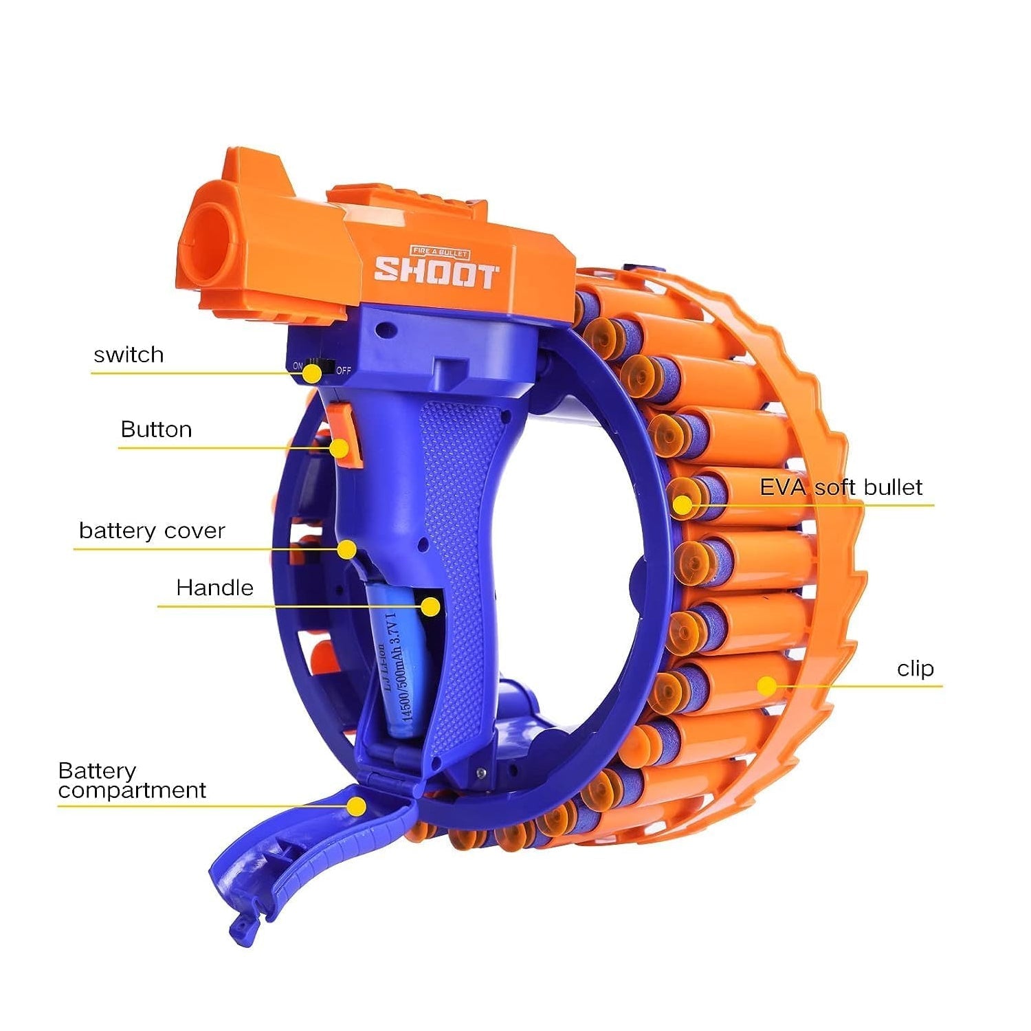 Amazing Toy Gun, Electric Gun for Children, 28 Soft Bullets for Youth Safety, Children's Electric Hand Ring Wheel Soft Bullet Gun, Gift Toys - Bhavnagar Deodap