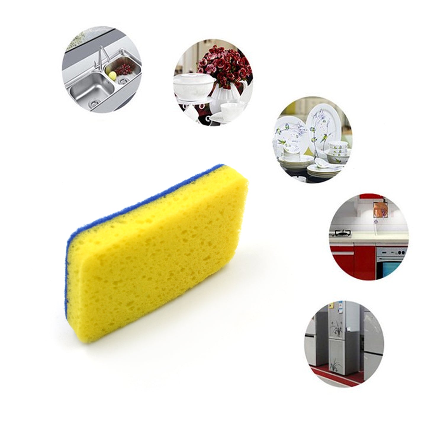 Multi-Purpose Small, Medium & Big 2 In 1 Color Scratch Scrub Sponges, Sponge, Wear Resistance, Dish Washing Tool, High Friction Resistance Furniture for Refrigerator Sofa for Kitchen, Household (1 Pc) - Bhavnagar Deodap