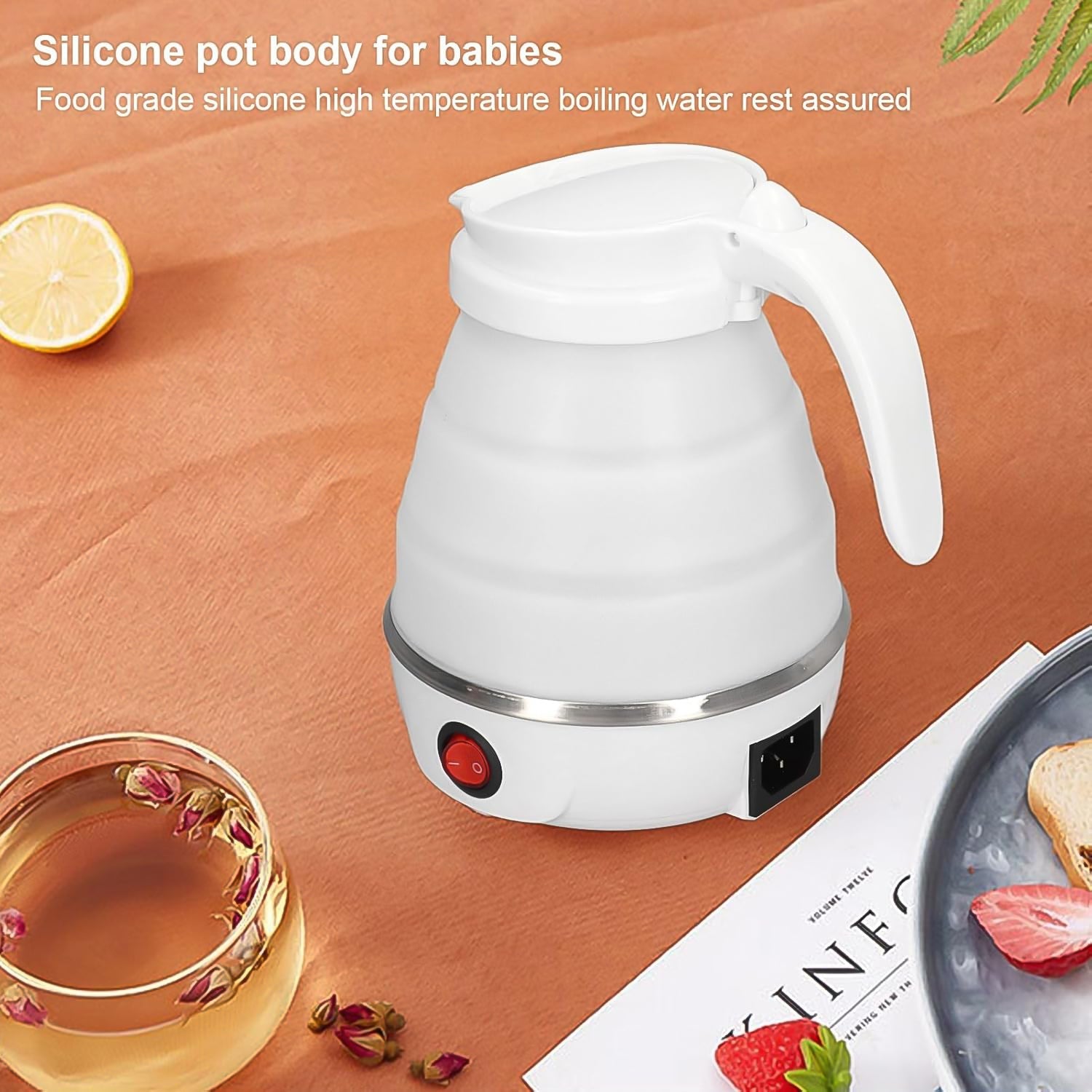 Travel Folding Electric Kettle 600W - (304 Stainless Steel & Silicone) - Bhavnagar Deodap