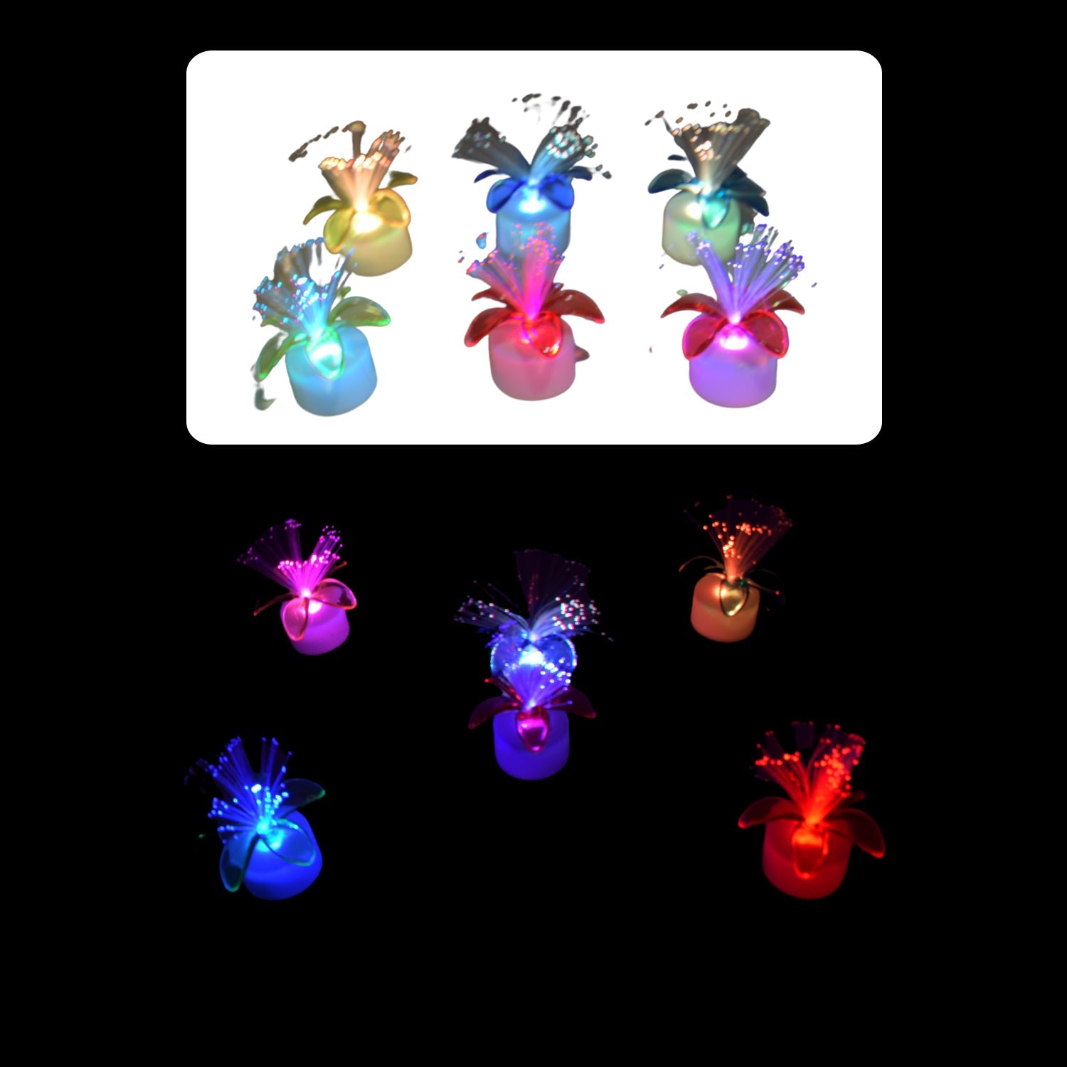 Fiber Optic Light, Mini Color Change LED Table Centerpieces, Light Up Candle - Pack of 6 - Bhavnagar Deodap