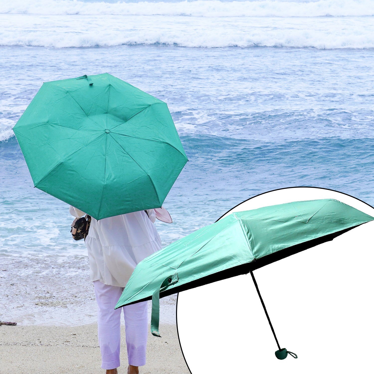 5 Fold Manual Open Umbrella With Capsule Case | Windproof, Sunproof & Rainproof with Sturdy Steel Shaft & Wrist Straps | Easy to Hold & Carry | Umbrella for Women, Men & Kids  - Bhavnagar Deodap