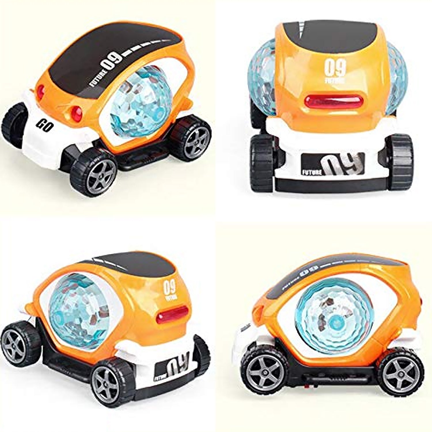 Plastic 360 Degree Rotating Stunt Car Toy for Kids - Bump and Go Action with 4D Lights and Music, Plastic Mini Car with Disco Ball (1 Pc / Battery Not Included) - Bhavnagar Deodap