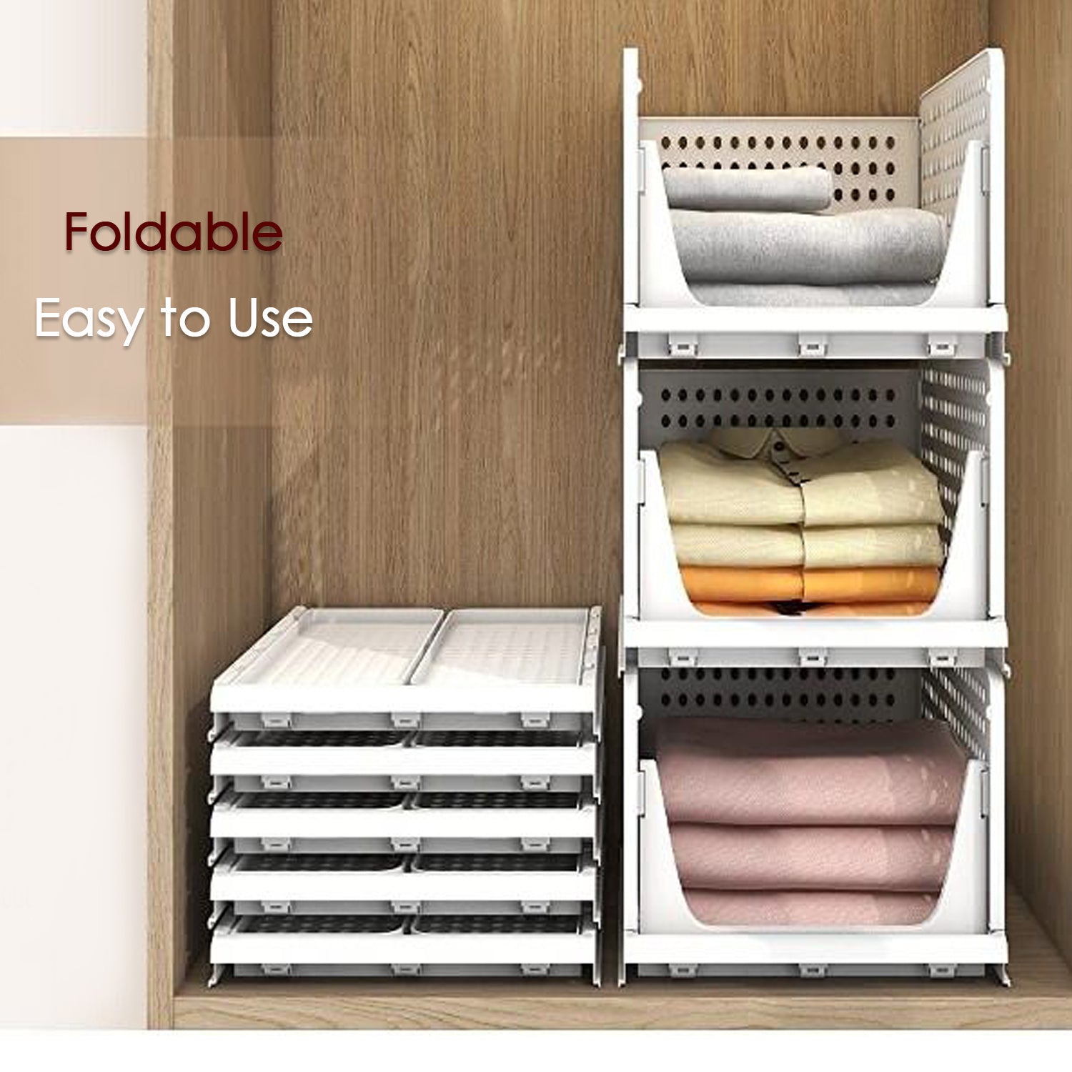 3 Layer Clothes Organizer for Wardrobe Cupboard Organizer for Clothes Foldable and Stackable Closet Organizer Drawer Organizer for Clothes, Multi Purpose Plastic Drawer - Bhavnagar Deodap