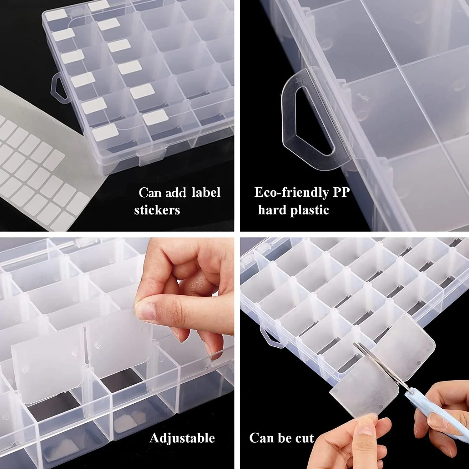 36 Grids Clear Plastic Organizer Jewelry Storage Box with Adjustable Dividers, Transparent Organizer Box (1pc) - Bhavnagar Deodap