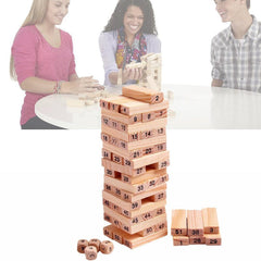 54 Pcs Blocks 4 Dices Wooden Tumbling Stacking Building - Bhavnagar Deodap