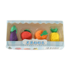 Mini Cute Vegetables and Fruits Erasers or Pencil Rubbers for Kids, 1 Set Fancy & Stylish Colorful Erasers for Children, Eraser Set for Return Gift, Birthday Party, School Prize, 3D Erasers  (4 pc Set) - Bhavnagar Deodap