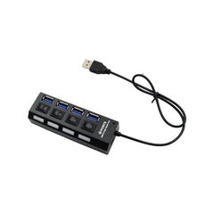 4 Port USB, HUB USB 2.0 HUB Splitter High Speed with On/Off Switch Multi LED Adapter Compatible with Tablet Laptop Computer Notebook - Bhavnagar Deodap