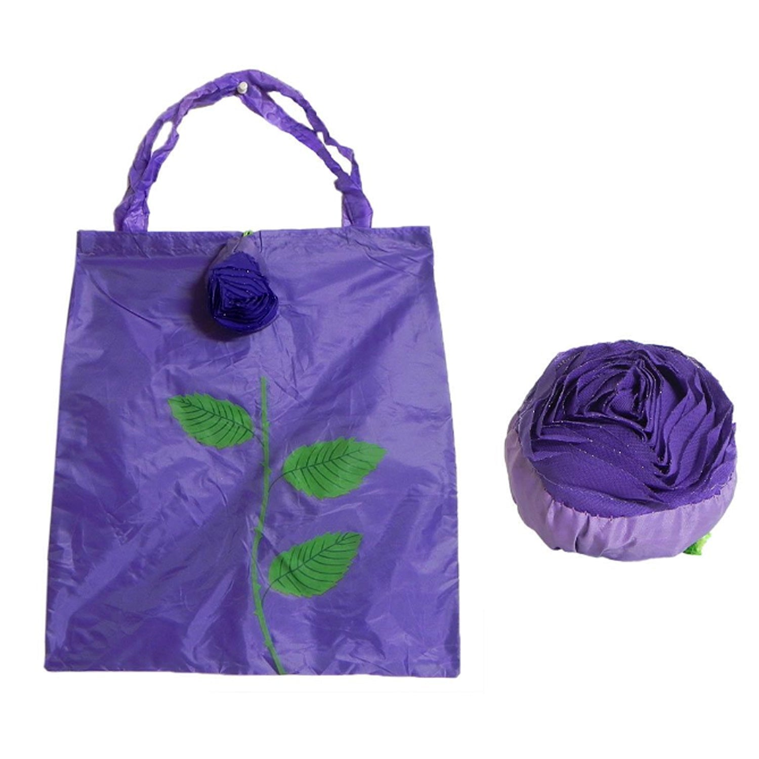 Foldable Nylon Shopping Bag (Rose Design): Reusable, Eco-Friendly (1 Pc) - Bhavnagar Deodap