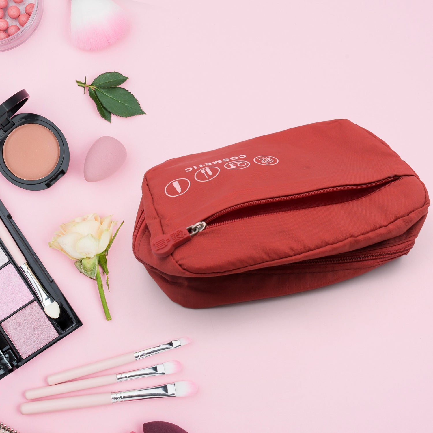 Travel Wash Bag Multi-Functional Waterproof Cosmetic Storage Bag Handheld Foldable Hook Cosmetic Bag with Zipper Closure Handbag Portable Classification Bags(1 Pc Mix Design) - Bhavnagar Deodap