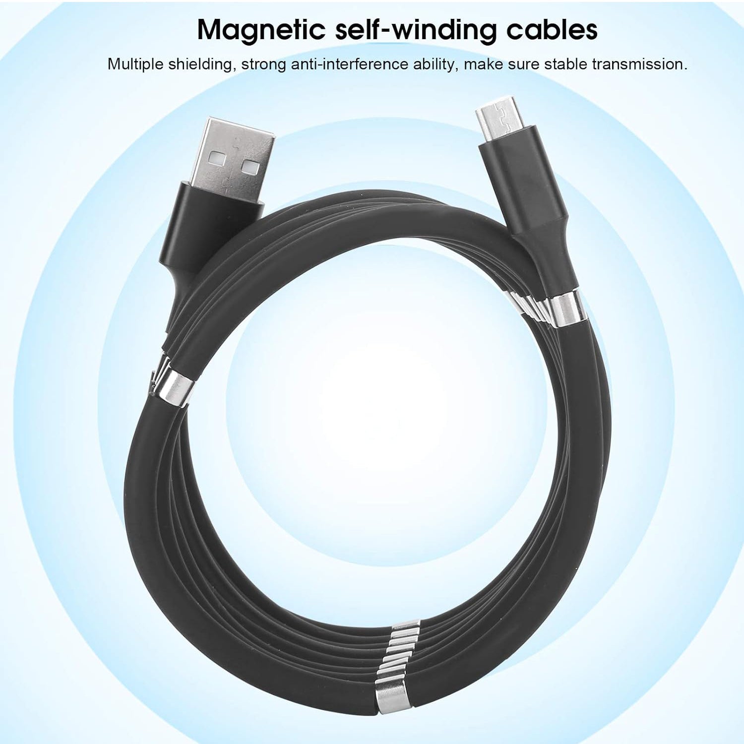 USB Cable, Charging Cable 3A Fast Charge and Sync Most Stunning Charging Cable, Magnetic Charging Cable Charging Cable for Phone (Compatible with (No More Messy Cables in Car & Home), (120 CM), ( Black), One Cable) - Bhavnagar Deodap