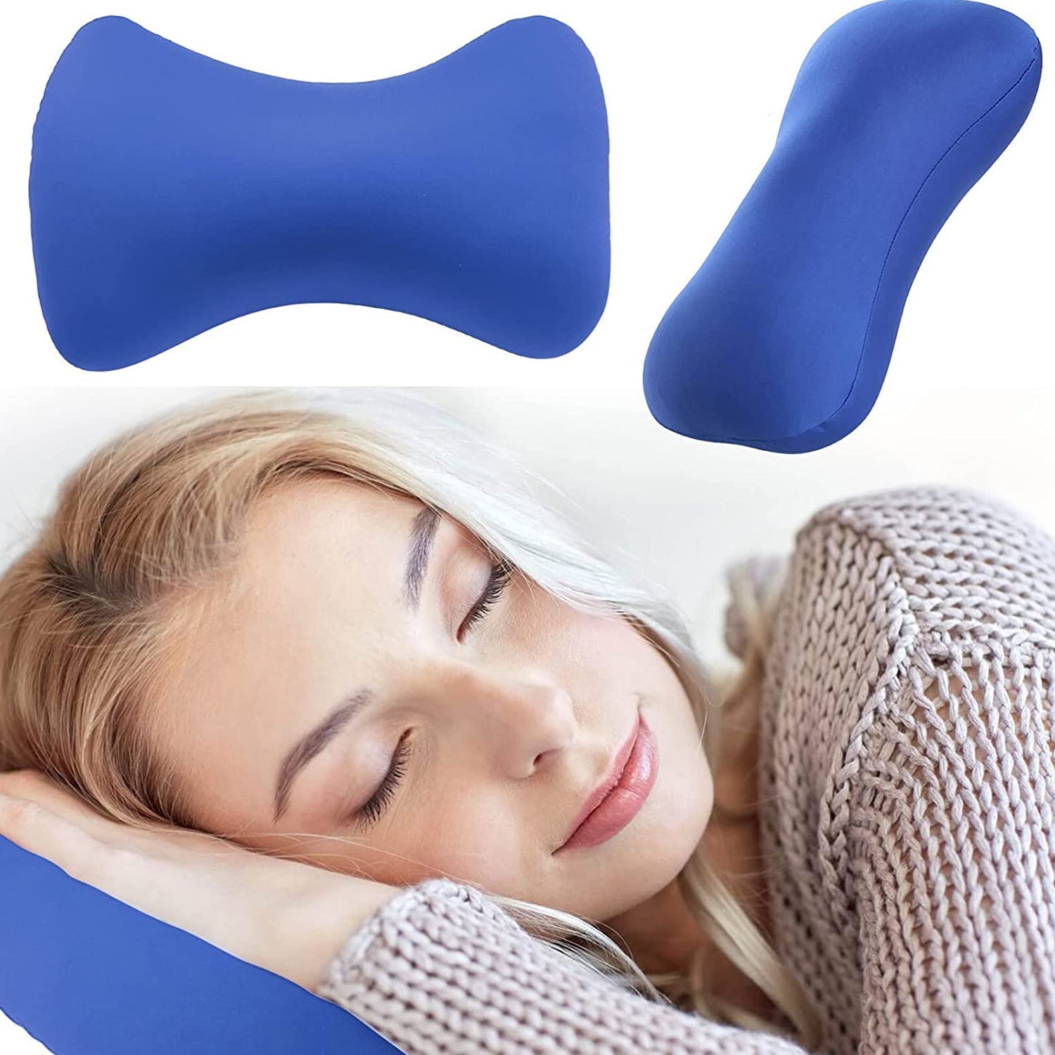 Microbead Roll Neck Pillow Mini Microbeads Bone Type Travel Pillow Soft Cushion Back Head Neck Support - Bhavnagar Deodap