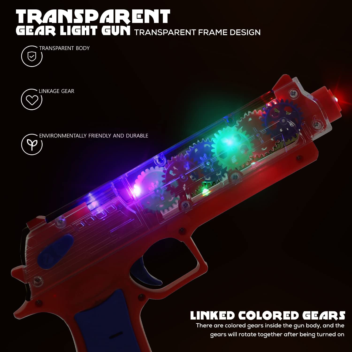 Plastic Gear Simulation Toy Gun for Kids, Pretend Play Gun Toys with 3D Flashing Lights and Exciting Music, Electric Laser Toy Guns with Rotating Gear Mechanism, Toy for Birthday Gift for Kids 3+ Years (Pack of 1) - Bhavnagar Deodap