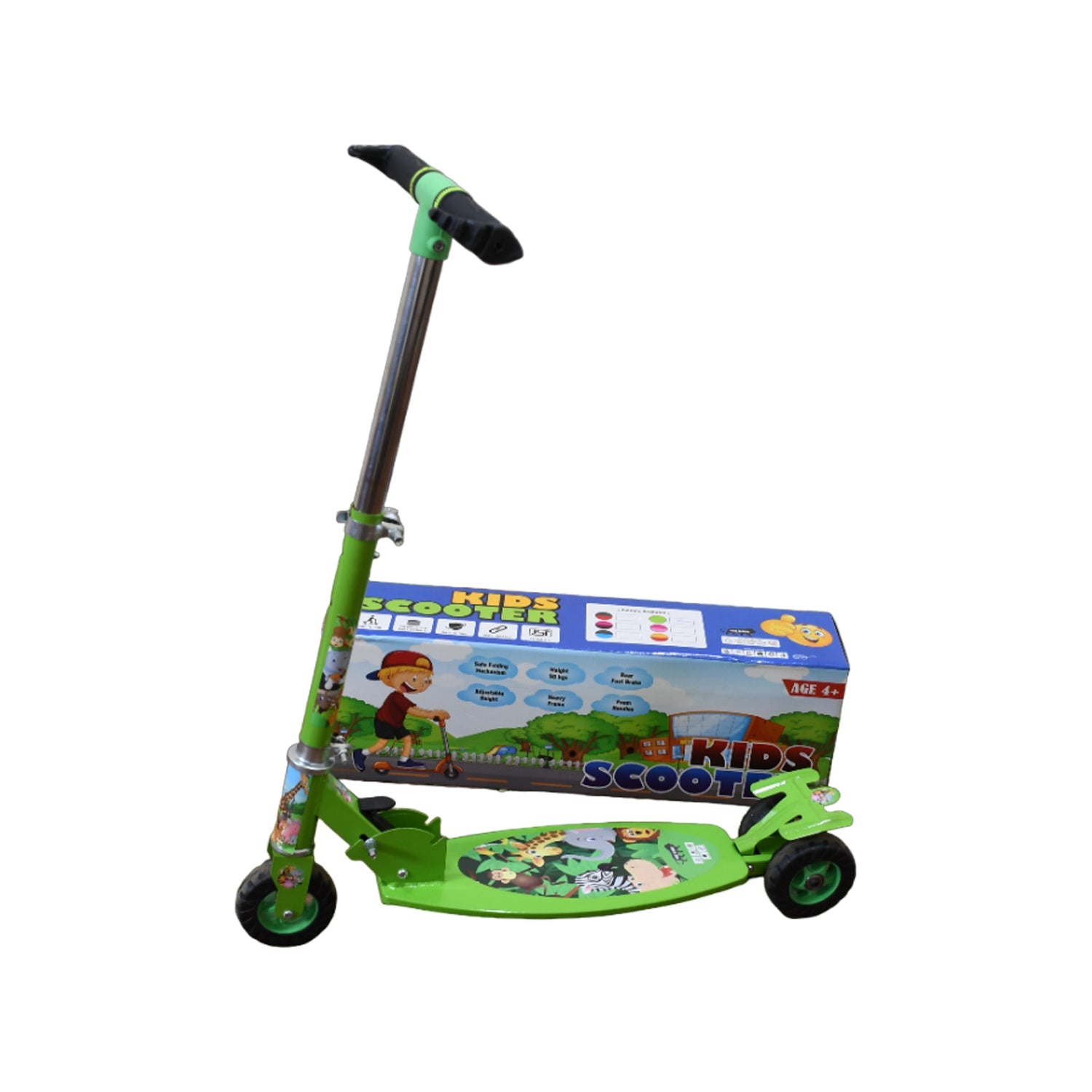 Basic Kids Ride On Leg Push Scooter for Boys and Girls (4 - 8 Years Old Kids) 3 Wheel Foldable Scooter Cycle with Height Adjustment for Boys and Girls Multi-Colour - Bhavnagar Deodap