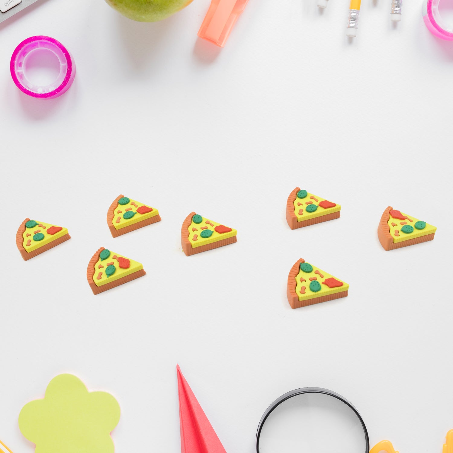 3D Pizza Slices Kids Favourite Food Eraser, Pizza 7 slice eraser for kids Adults fast food lover Stationary Kit Fancy & Stylish Colorful Erasers, for Return Gift, Birthday Party, School Prize - Bhavnagar Deodap