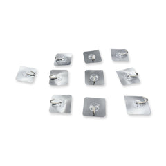 Self Adhesive Heavy Duty Waterproof Transparent Sticky Plastic & Stainless Steel Wall Hooks (10 Pc Set) - Bhavnagar Deodap