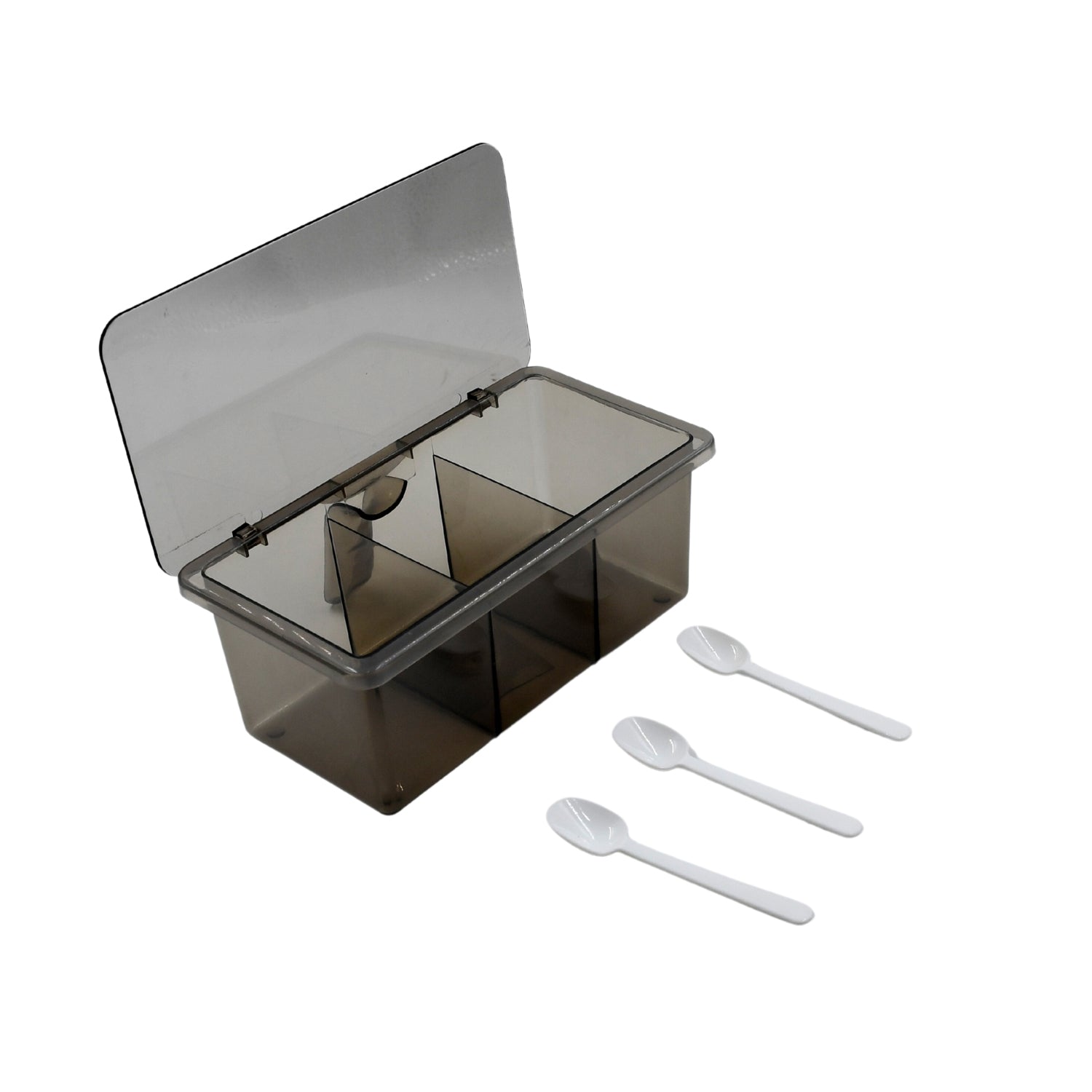 Seasoning Box, Portable Durable 3 Divided Sections with Lid Spice Box Serving Set, for Bars, Restaurants Coffee Shops, Hotels - Bhavnagar Deodap