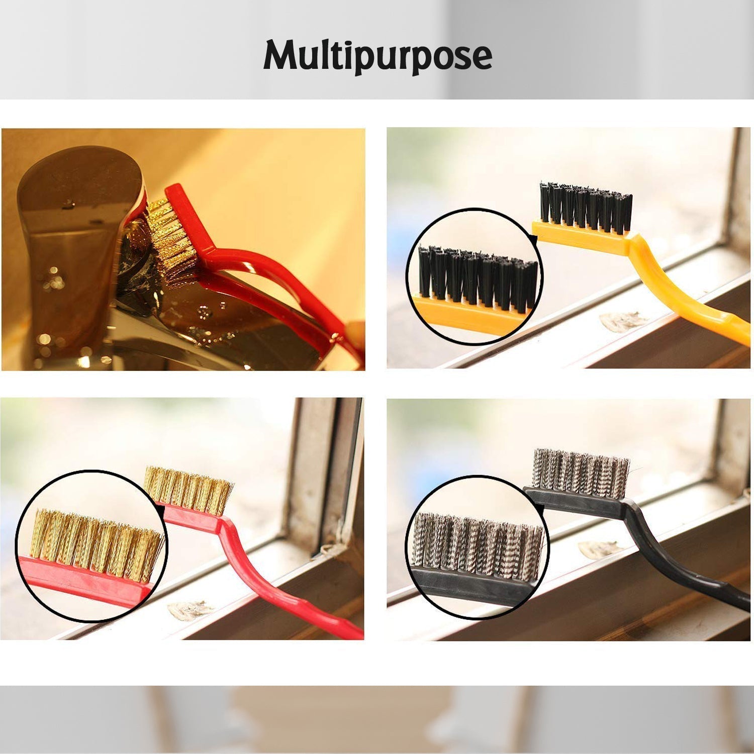 3-Piece Mini Wire Brush Set: Tackle Tough Cleaning Jobs (Multi-Material) - Bhavnagar Deodap