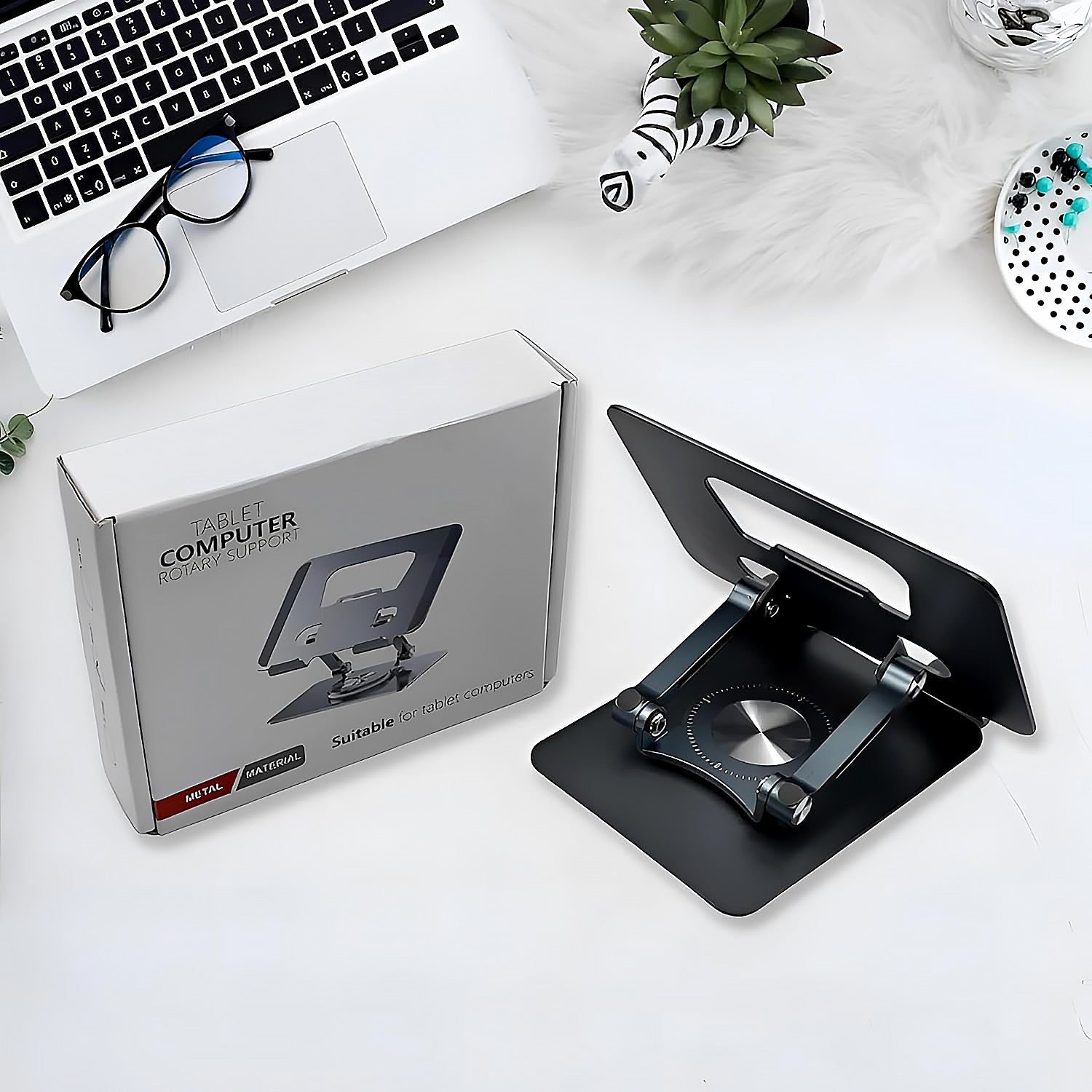 Aluminum Alloy 360°Rotating Bracket, Adjustable Laptop Stand, Portable Foldable Ergonomic Laptop Support - Bhavnagar Deodap