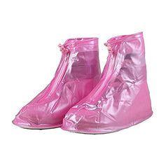 Plastic Shoes Cover Reusable Anti-Slip Boots Zippered Overshoes Covers Pink, Transparent Waterproof Snow Rain Boots for Kids/Adult Shoes, for Rainy Season (L Size1 Pairs) - Bhavnagar Deodap