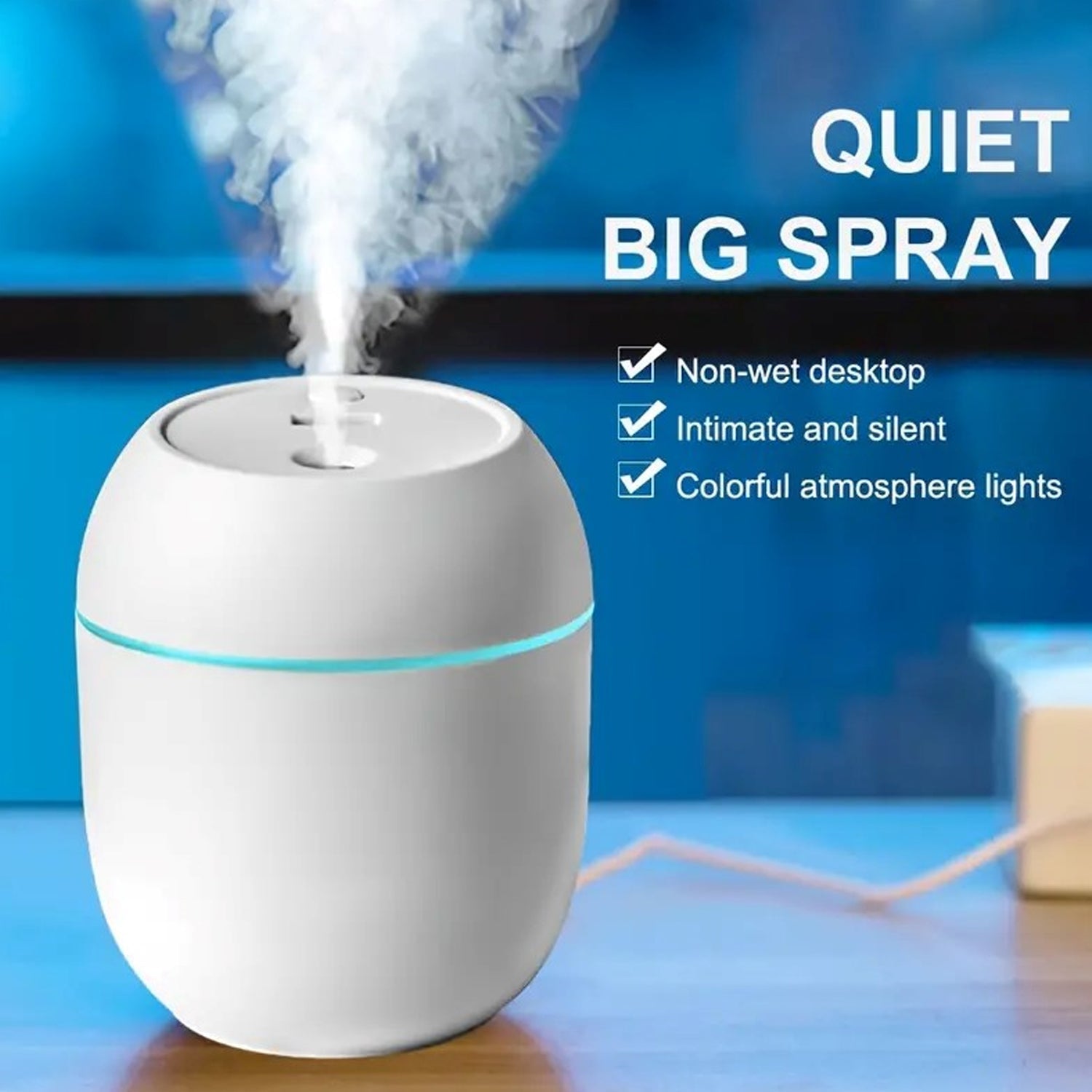 Portable Lighting Mini Humidifier, USB Personal Desktop Air Humidifier for Baby Bedroom Travel Office Home with Light, Cool Mist Humidifier, Essential Oil Diffusers, Cool Mist Humidifiers (250 ML) - Bhavnagar Deodap