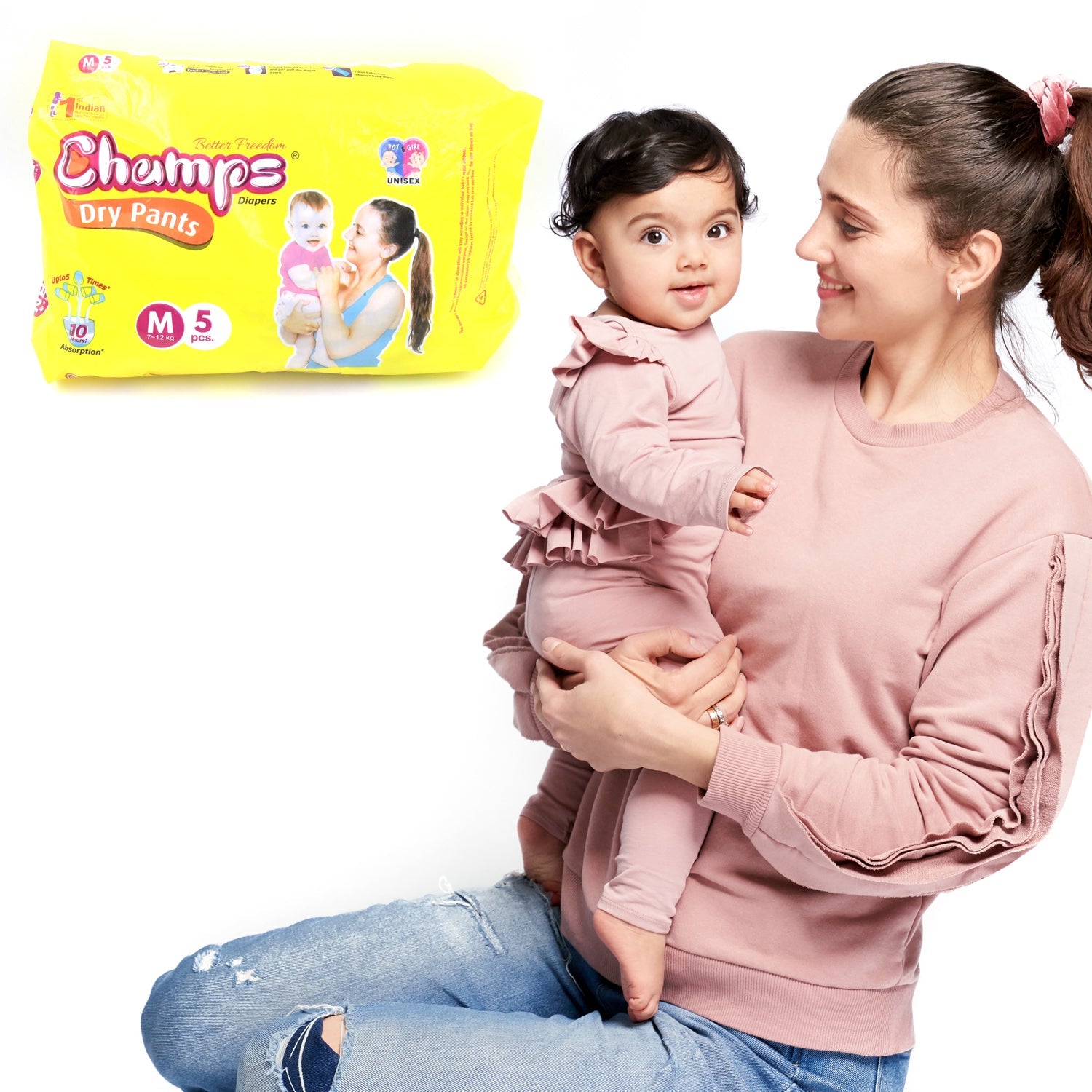 Champs Travel Diapers (Medium, 5 Pcs): Leakproof, Soft & Dry, Baby Diaper Pants - Bhavnagar Deodap