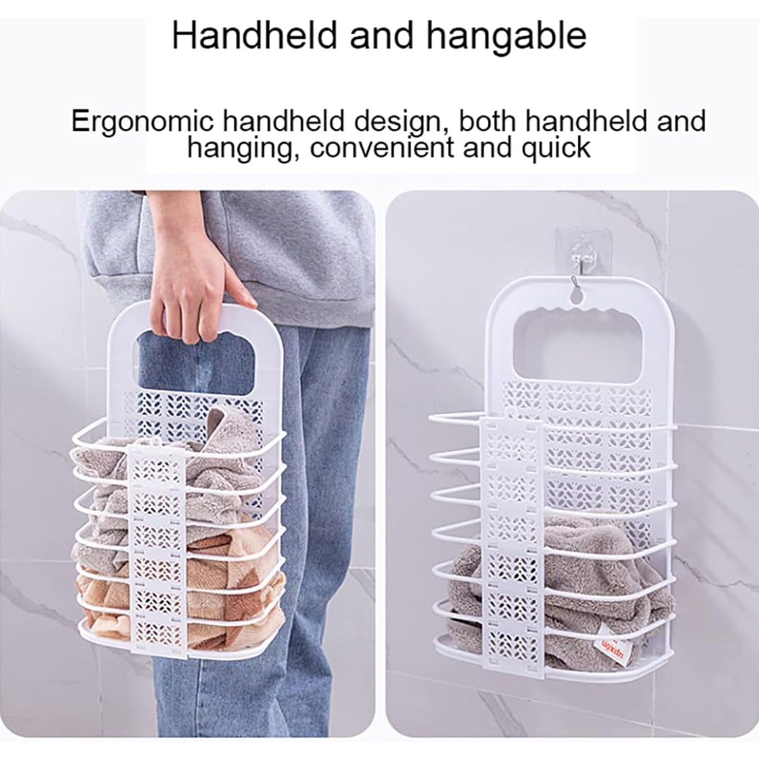 Wall Hanging Laundry Basket Clothes Hanger Dirty Hamper Clothes Storage Hook Clothes Rails for Laundry Washing Machine Bathroom Kids Dirty Clothes Storage Hanger (1 Pc) - Bhavnagar Deodap