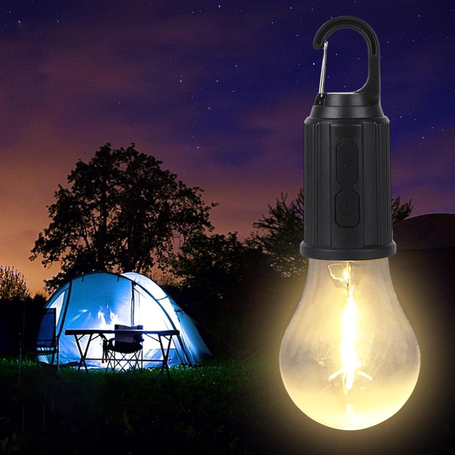 Rechargeable Camping Lights for Tents LED Camping Tent Lantern 3 Lighting Modes Tent Lamp Portable Emergency Camping Lights with Clip Hook for Camping Hiking Fishing, Backpacking (1 Pc) - Bhavnagar Deodap