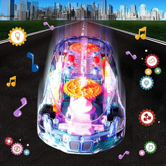 Automatic 360 Degree Rotating Transparent Gear Concept Car with Musical and 3D Flashing Lights Toy for Kids Boys & Girls (Multicolor / Battery Not Included) - Bhavnagar Deodap