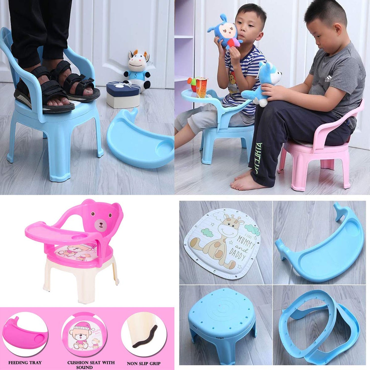 Baby Chair, with Tray Strong and Durable Plastic Chair for Kids/Plastic School Study Chair/Feeding Chair for Kids, Portable High Chair for Kids - Bhavnagar Deodap