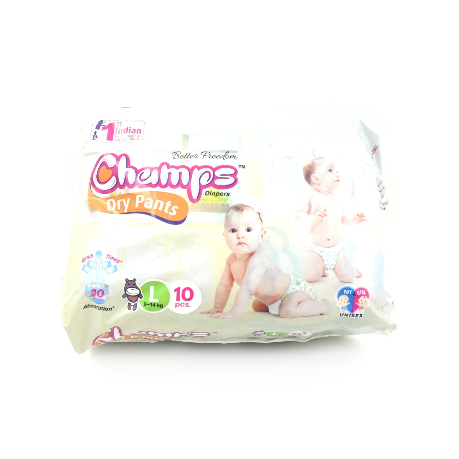 Champs Travel Diapers (Large, 10 Pcs): Leakproof, Soft & Dry, Baby Diaper Pants - Bhavnagar Deodap