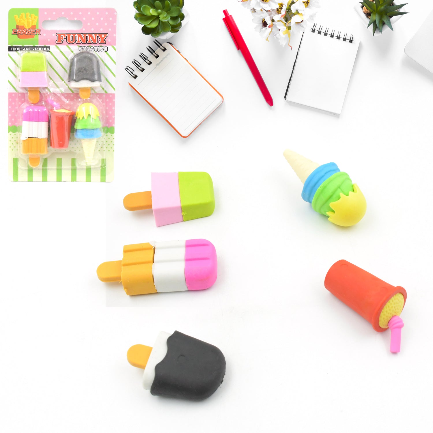 Mini Eraser Set for Kids (5 Pieces) - Fun Designs, Party Favors, School Prizes - Bhavnagar Deodap