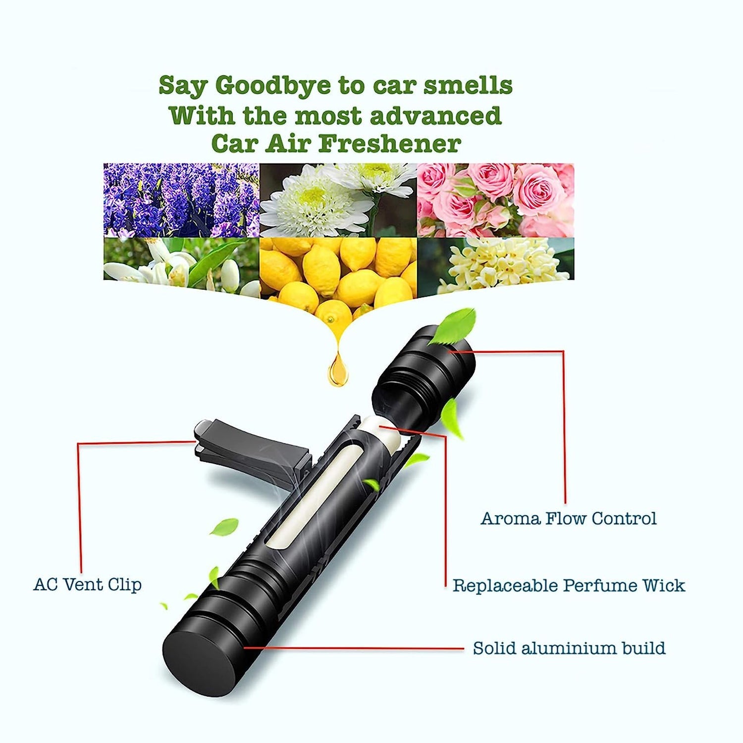 Car Air Perfume For AC Vent - New Long Lasting And Sweet Fragrances with Rotating Flow Control - Magnetic, Ocean, Lavender, Cologne, Lemon - Interior Accessories For Car - Bhavnagar Deodap