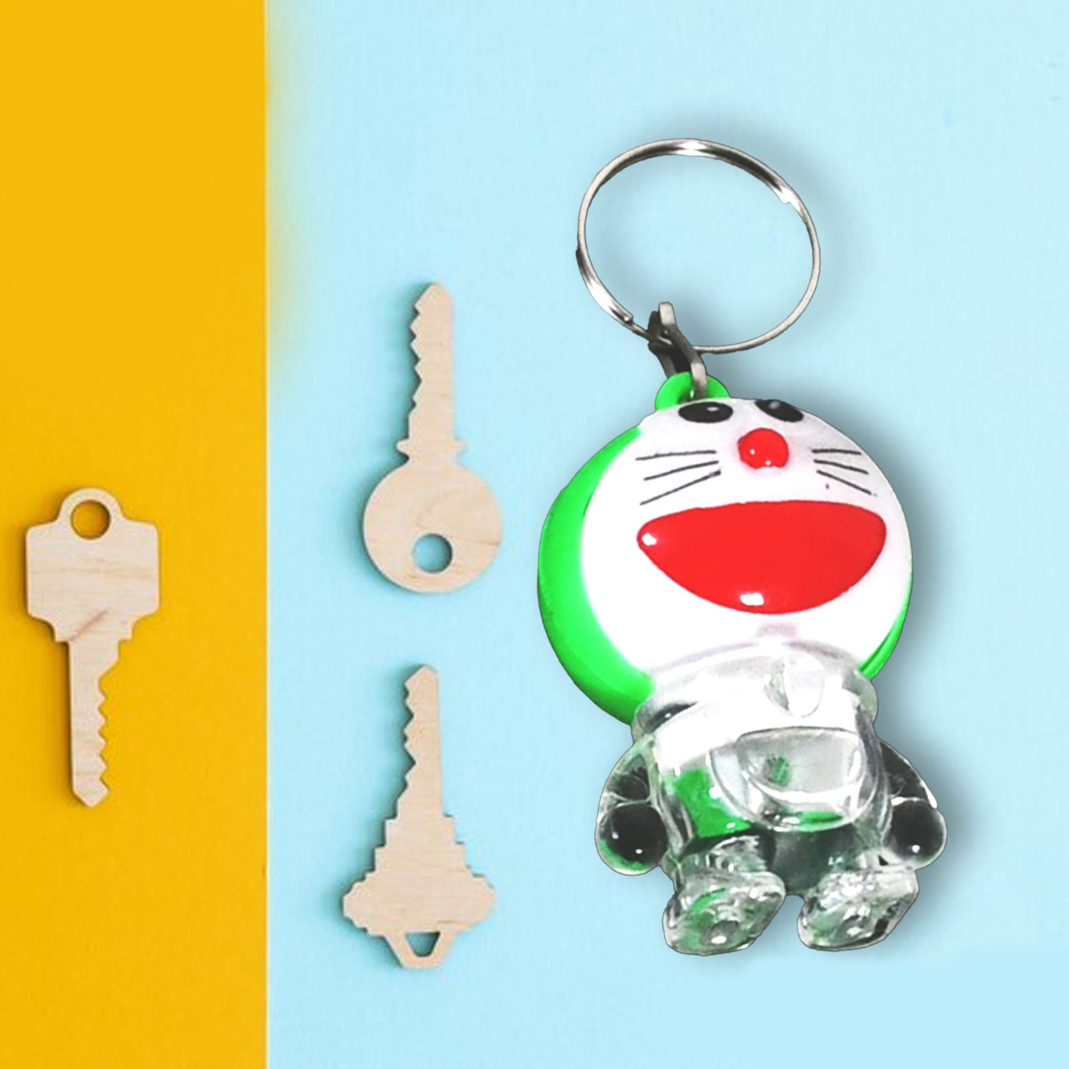 Doremon lightning keychain, 2 colored lightning keychain (1 pc) - Bhavnagar Deodap